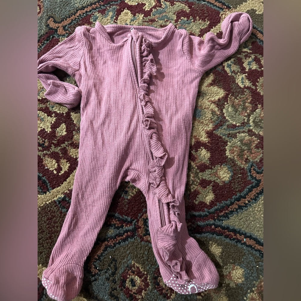 Newborn Caden lane ruffle butt footie waffle